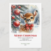 Elegant Baby Deer Christmas Scene Watercolor Card シーズンカード (正面)