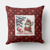 Elegant Baby Deer Cozy Winter Kids Room Decor Xmas クッション (裏面)