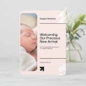 Elegant Baby Girl Birth Announcement Card 招待状 (スタンド正面)