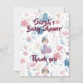 Elegant Baby Girl Shower Flat Thank You Card サンキューカード (正面)