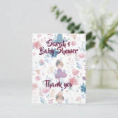Elegant Baby Girl Shower Flat Thank You Card サンキューカード (スタンド正面)