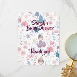 Elegant Baby Girl Shower Flat Thank You Card サンキューカード