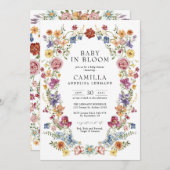 Elegant Baby in Bloom Baby Shower 招待状 (正面/裏面)