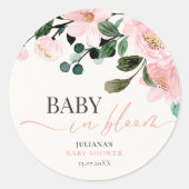 Elegant Baby in Bloom Floral Baby Shower ラウンドシール (正面)
