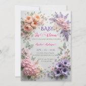 Elegant Baby In Bloom Floral Butterflies Pastel 招待状 (正面)