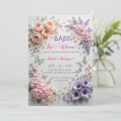 Elegant Baby In Bloom Floral Butterflies Pastel 招待状 (スタンド正面)