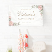Elegant Baby In Bloom Girl Baby Shower Welcome 横断幕 (インサイチュ)