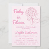 Elegant Baby in Bloom Pink Floral Baby Shower 招待状 (正面)