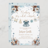 Elegant Baby it's Cold Outside girl  Baby Shower 招待状 (正面/裏面)