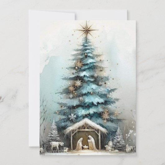 Elegant Baby Jesus Nativity Watercolor Christmas シーズンカード (正面)
