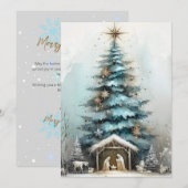 Elegant Baby Jesus Nativity Watercolor Christmas シーズンカード (正面/裏面)