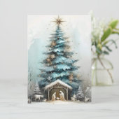 Elegant Baby Jesus Nativity Watercolor Christmas シーズンカード (スタンド正面)