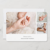 Elegant Baby Photo Collage Birth Announcements 案内状 (裏面)