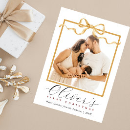 Elegant Baby´s First Christmas Photo Script シーズンカード