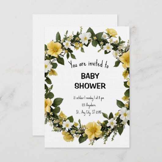 Elegant Baby Shower Invitation 招待状 (正面/裏面)