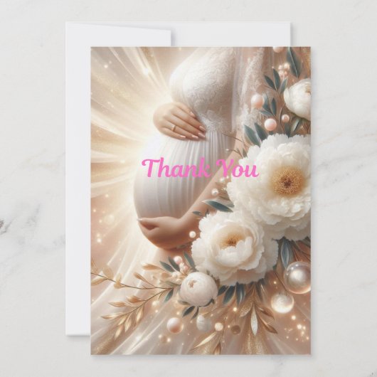 Elegant Baby Shower Invitation Floral Design 招待状 (裏面)