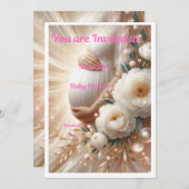 Elegant Baby Shower Invitation Floral Design 招待状 (正面/裏面)