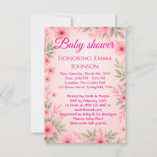 Elegant Baby Shower Invitation for Girls セーブザデート