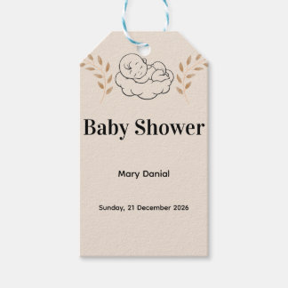 Elegant Baby Shower Invitation Modern Boho style ギフトタグ