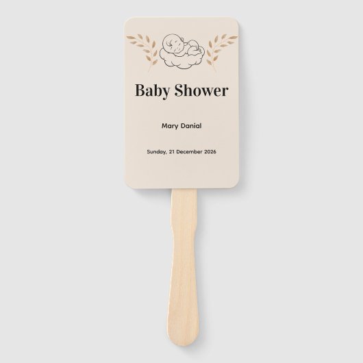 Elegant Baby Shower Invitation Modern Boho style ハンドファン (正面)