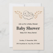 Elegant Baby Shower Invitation Modern Boho style 招待状 (正面)