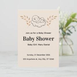 Elegant Baby Shower Invitation Modern Boho style 招待状