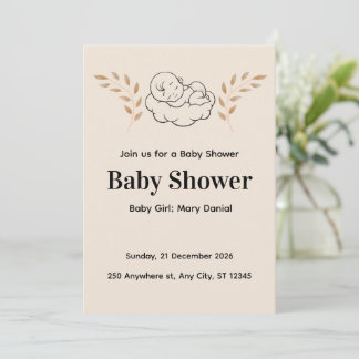 Elegant Baby Shower Invitation Modern Boho style 招待状