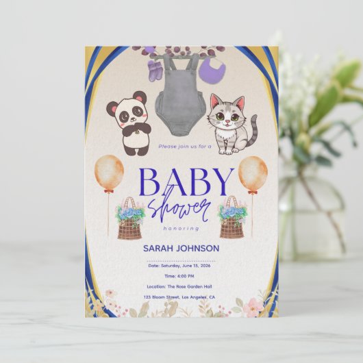 Elegant Baby Shower Invitation | Modern Minimalist 招待状 (スタンド正面)