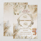 Elegant Baby Shower Invitation | Pink Floral 招待状 (正面/裏面)