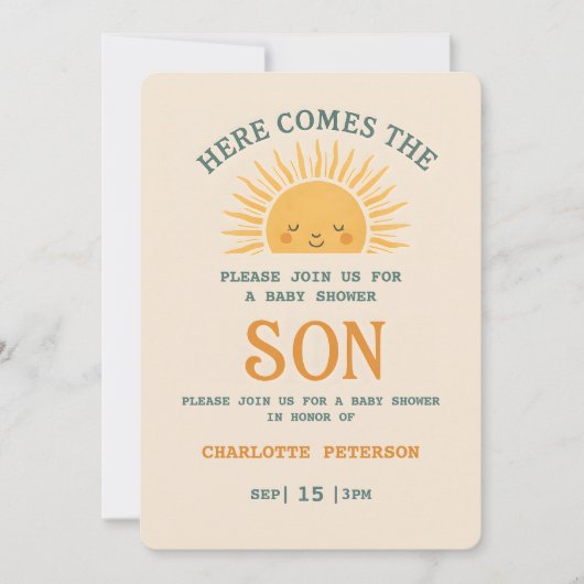 Elegant Baby Shower Invitation with Family Name  招待状 (正面)