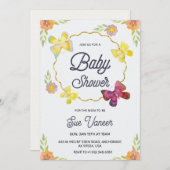 Elegant baby shower Invitation with floral design 招待状 (正面/裏面)