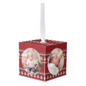 Elegant Baby's First Christmas Custom Name Photo  キューブオーナメント (裏面アングル)