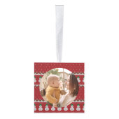 Elegant Baby's First Christmas Custom Name Photo キューブオーナメント (右)
