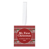 Elegant Baby's First Christmas Custom Name Photo  キューブオーナメント (正面)