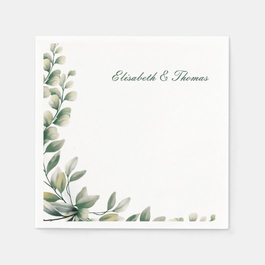 Elegant background eucalyptus leaves wedding スタンダードカクテルナプキン (正面)
