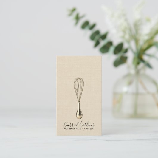 Elegant Baker Bakers Whisk Cream Linen  名刺 (スタンド正面)