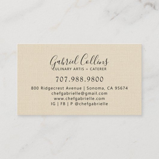 Elegant Baker Bakers Whisk Cream Linen  名刺 (裏面)