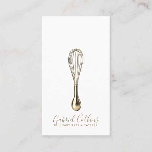 Elegant Baker Caterer Gold Whisk  名刺 (正面)