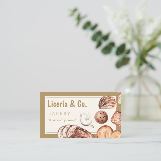 Elegant Bakery Business Card – Custom Contact Card 名刺 (スタンド正面)