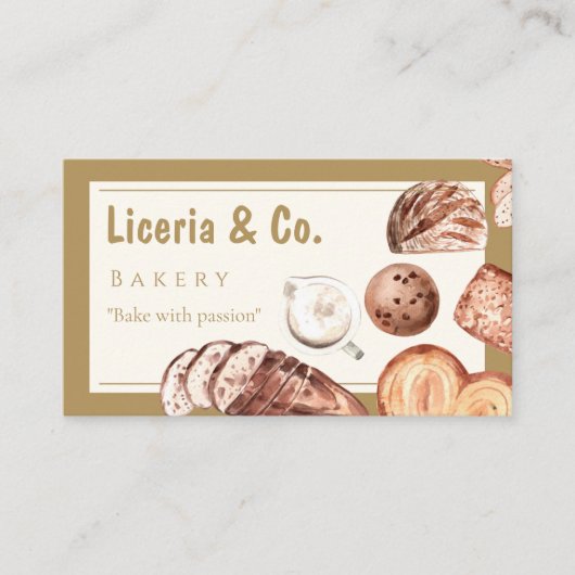 Elegant Bakery Business Card – Custom Contact Card 名刺 (正面)