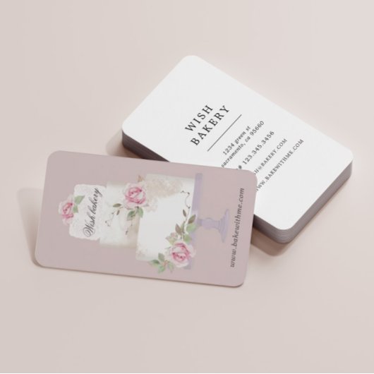 elegant bakery three tier cake vertical 名刺