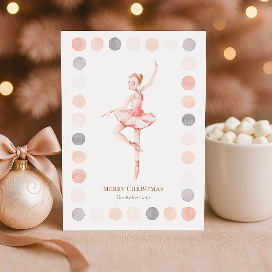 Elegant Ballerina Merry Christmas Card 招待状