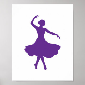 Elegant Ballerina Silhouette Vertical Ballet Wall ポスター