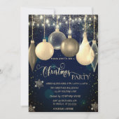 Elegant Balls,Lights Blue Christmas  招待状 (正面)