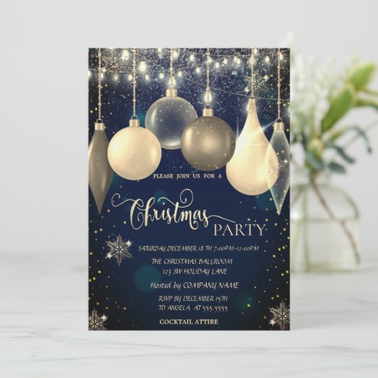 Elegant Balls,Lights Blue Christmas  招待状 (スタンド正面)