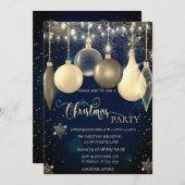 Elegant Balls,Lights Blue Christmas  招待状 (正面/裏面)