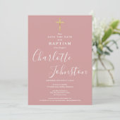 Elegant Baptism Christening Dusty Rose Pink セーブザデート (スタンド正面)