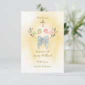 Elegant baptism Cross Flat Thank You Card サンキューカード (スタンド正面)