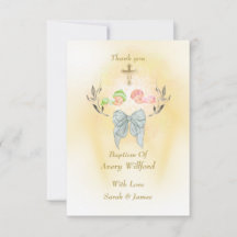  Elegant baptism Cross Flat Thank You Card