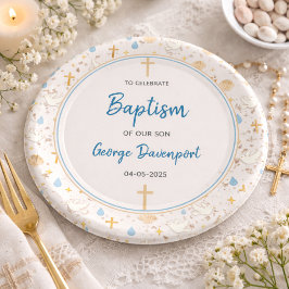 Elegant Baptism | Religious Kids Christening Party ペーパープレート